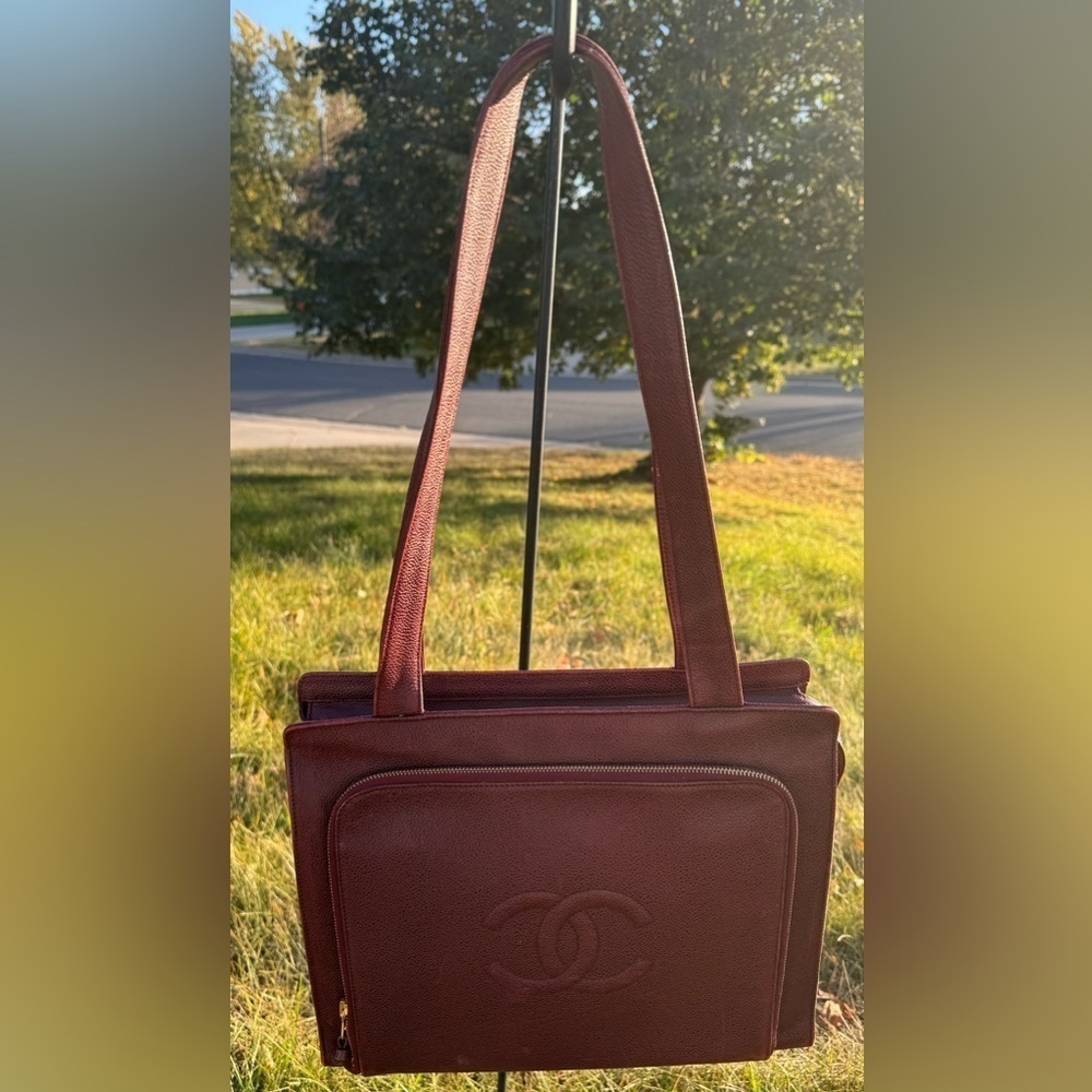 Chanel Bordeaux Caviar Leather Tote Bag